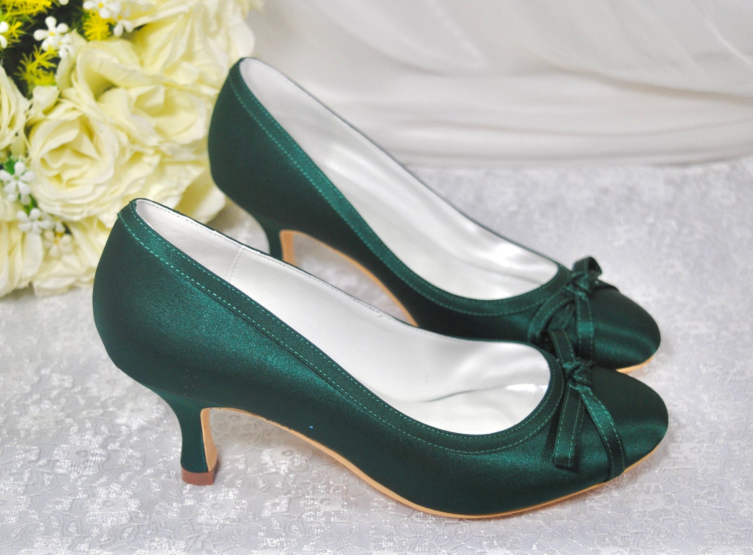 Stunning Satin Emerald Green Wedding Shoes Other colours Becci s Bridal Designs