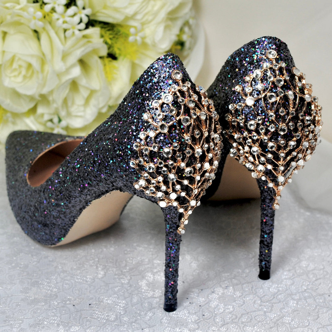 Sparkling Glitter Evening Shoes Size UK5/US7.5