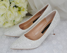 Load image into Gallery viewer, White Glitter Low Heel Bridal Shoes Size UK4/US6.5
