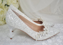 Load image into Gallery viewer, White Sparkling Wedding Shoes Size UK6.5/US9
