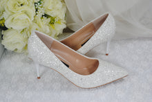 Load image into Gallery viewer, White Glitter Low Heel Bridal Shoes Size UK4/US6.5
