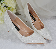 Load image into Gallery viewer, White Glitter Low Heel Bridal Shoes Size UK4/US6.5
