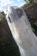 Load image into Gallery viewer, Luxury Celestial Wedding Cape or Veil - Gold Glitter and Pearl Veil or Cape
