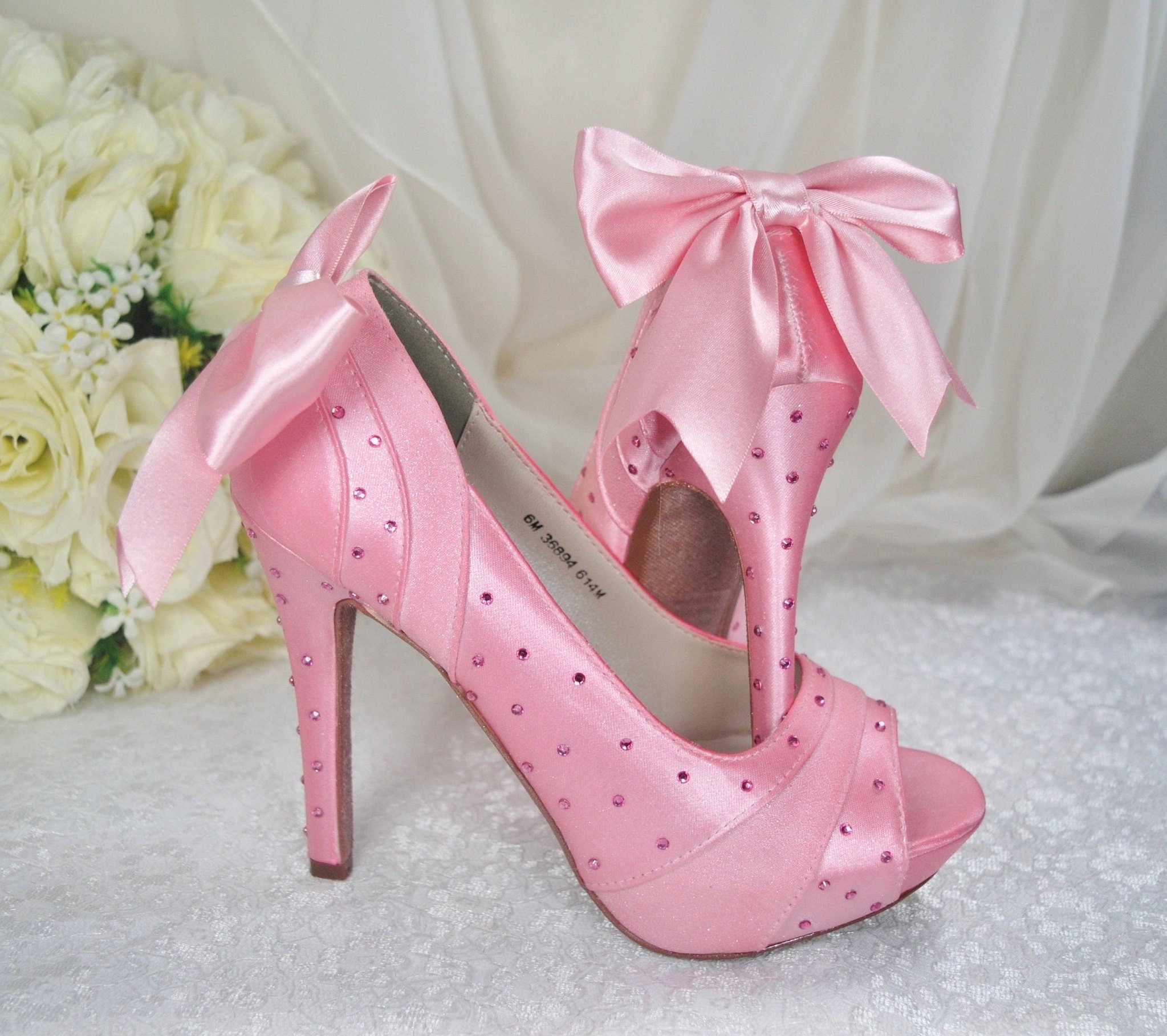 Sparkling Pink Bridal Shoes, Size UK3/US6