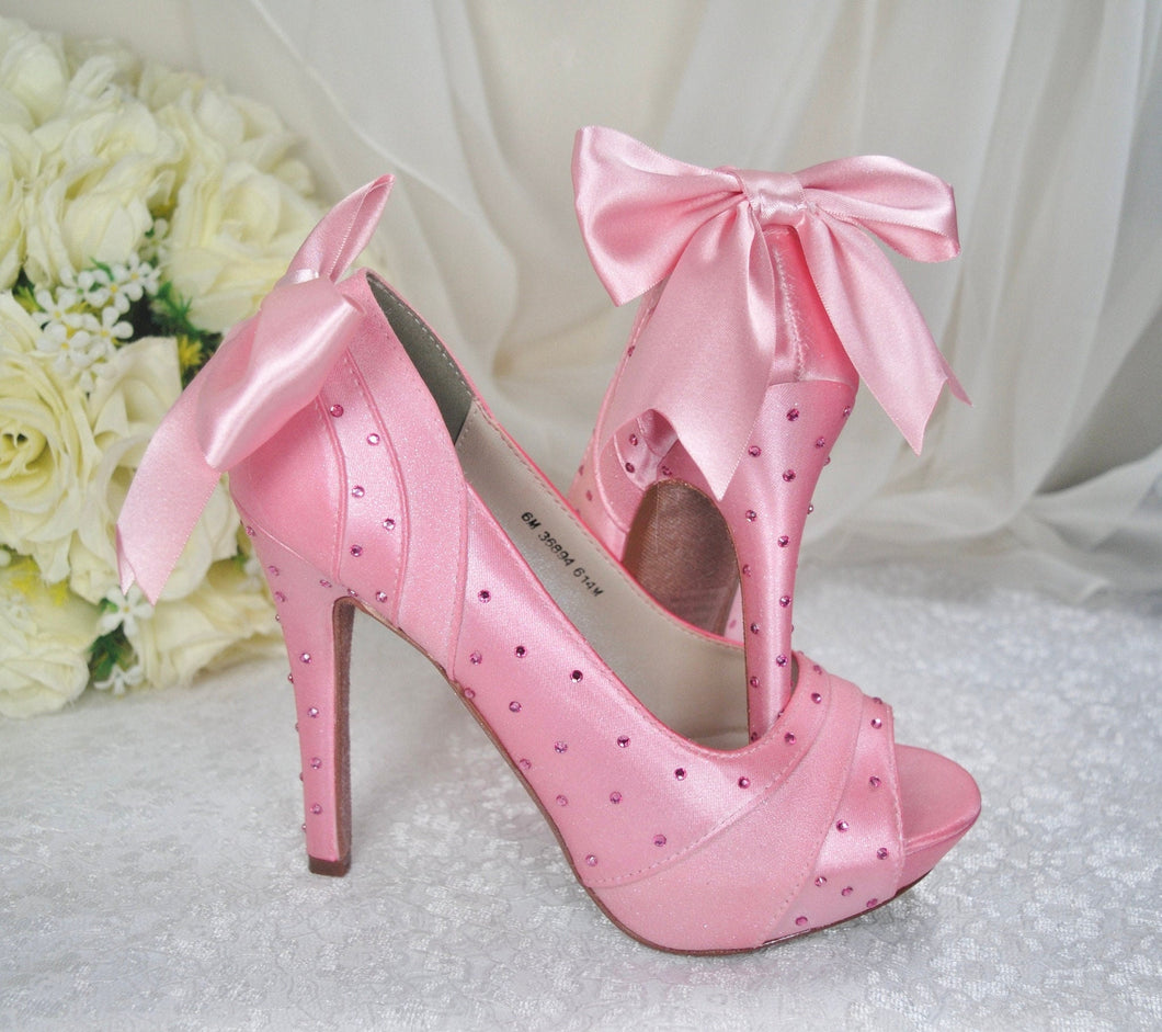 Sparkling Pink Bridal Shoes,  Size UK3/US6