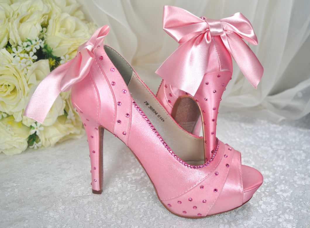 Sparkling Pink Bridal Shoes, Size UK4/US6.5