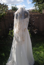 Load image into Gallery viewer, Luxury Celestial Wedding Cape or Veil - Gold Glitter and Pearl Veil or Cape
