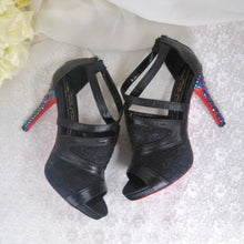 Load image into Gallery viewer, Black Bridal Pumps with Red Soles
