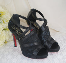 Load image into Gallery viewer, Black Bridal Pumps with Red Soles
