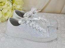 Load image into Gallery viewer, White Glitter Wedding Trainers / Sneakers - Size UK8/US10.5
