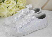 Load image into Gallery viewer, White Glitter Wedding Trainers / Sneakers - Size UK8/US10.5
