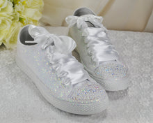 Load image into Gallery viewer, White Glitter Wedding Trainers / Sneakers - Size UK8/US10.5
