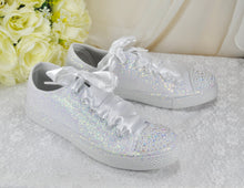 Load image into Gallery viewer, White Glitter Wedding Trainers / Sneakers - Size UK8/US10.5
