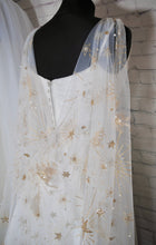 Load image into Gallery viewer, Luxury Celestial Wedding Cape or Veil - Gold Glitter and Pearl Veil or Cape
