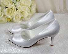 Load image into Gallery viewer, White Satin Peep Toe Wedding Shoes Uk6 / US8.5
