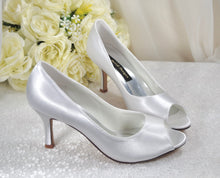 Load image into Gallery viewer, White Satin Peep Toe Wedding Shoes Uk6 / US8.5
