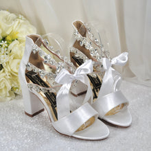 Load image into Gallery viewer, Block Heel Wedding Shoes with Crystal Ankle Strap Size UK5/US7.5
