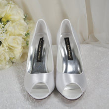 Load image into Gallery viewer, White Satin Peep Toe Wedding Shoes Uk6 / US8.5
