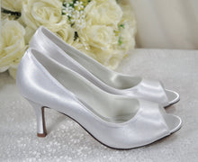 Load image into Gallery viewer, White Satin Peep Toe Wedding Shoes Uk6 / US8.5
