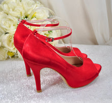 Load image into Gallery viewer, Platform Wedding Heels with Ankle Strap
