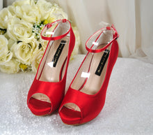 Load image into Gallery viewer, Platform Wedding Heels with Ankle Strap
