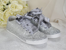 Load image into Gallery viewer, Glitter Trainers (Silver)
