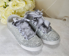 Load image into Gallery viewer, Glitter Trainers (Silver)
