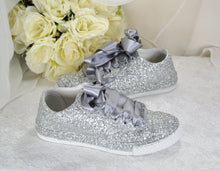 Load image into Gallery viewer, Glitter Trainers (Silver)
