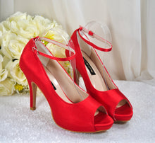 Load image into Gallery viewer, Platform Wedding Heels with Ankle Strap
