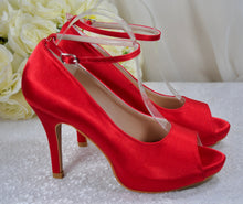 Load image into Gallery viewer, Platform Wedding Heels with Ankle Strap
