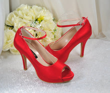 Load image into Gallery viewer, Platform Wedding Heels with Ankle Strap
