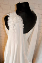 Load image into Gallery viewer, Wedding Cape - Chiffon Bridal Cloak with Lace - Red | Black | White | Ivory | Champagne
