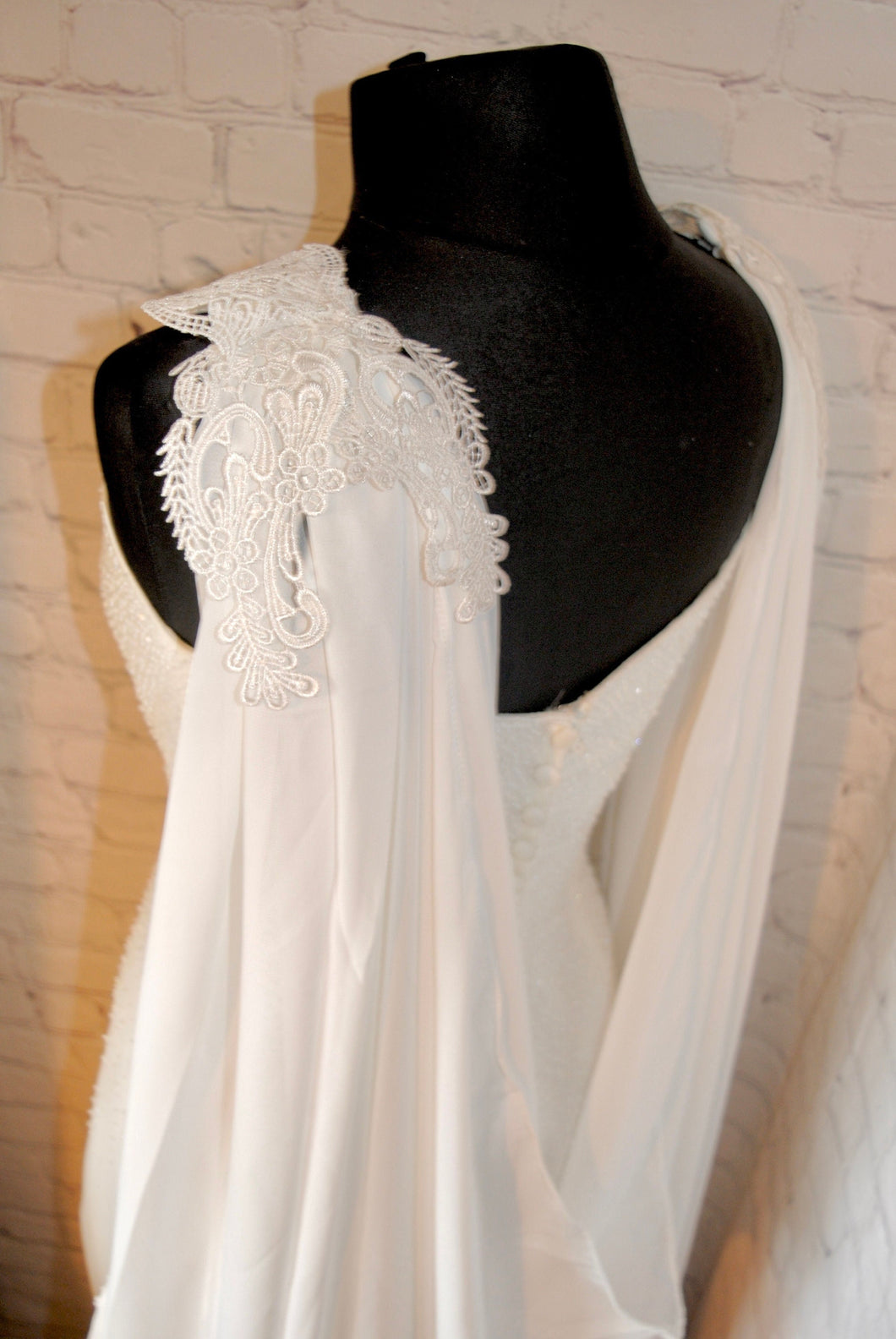 Wedding Cape - Chiffon Bridal Cloak with Lace - Red | Black | White | Ivory | Champagne