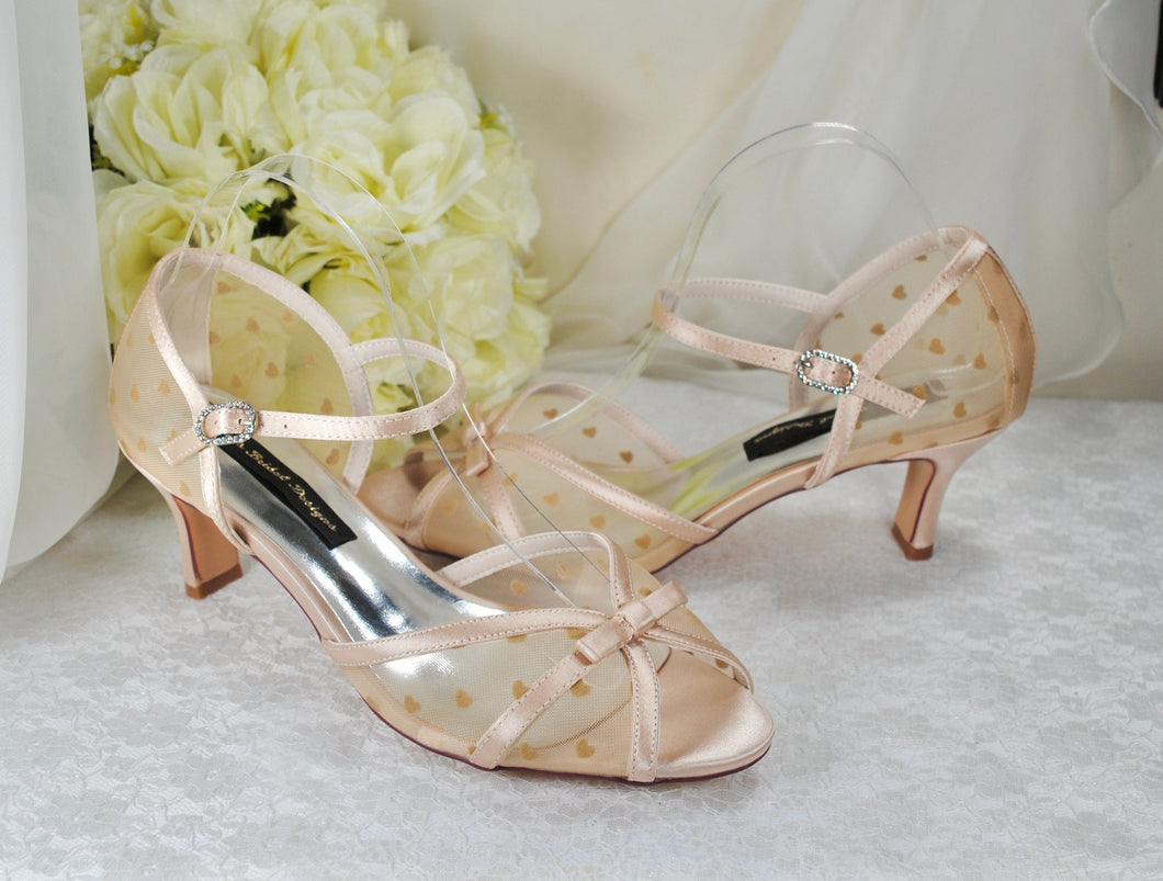 Champagne Embroidered Wedding Shoes UK5/US7.5