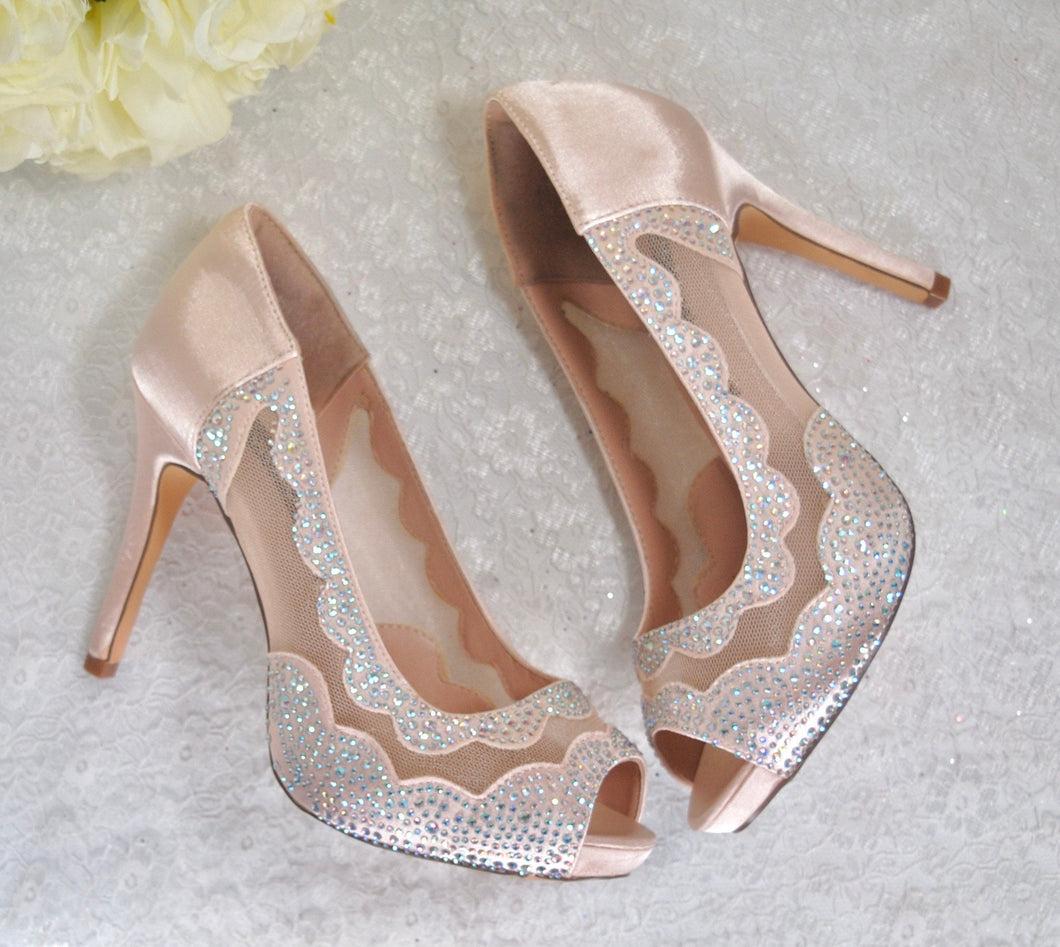 Rose Gold Wedding Shoes Size UK4/US6.5