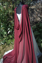 Load image into Gallery viewer, Wedding Cape - Chiffon Bridal Cloak with Lace - Red | Black | White | Ivory | Champagne
