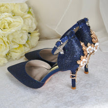 Load image into Gallery viewer, Glitter Wedding Shoes with &#39;Cherry Blossom&#39;
