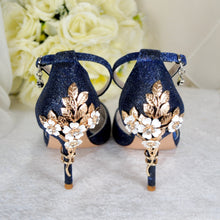 Load image into Gallery viewer, Glitter Wedding Shoes with &#39;Cherry Blossom&#39;
