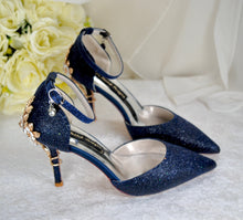 Load image into Gallery viewer, Glitter Wedding Shoes with &#39;Cherry Blossom&#39;
