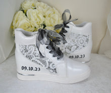 Load image into Gallery viewer, DIY Wedding Converse. Wedding Shoe Vinyl, Iron On Transfer Stickers, Iron On Vinyl, Custom Wedding Shoes, Personalised Sneakers, Trainers
