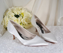 Load image into Gallery viewer, Elegant Bridal Satin Kitten Heels, Handmade Quality All Day Comfort Wedding Shoes for Bride Bridesmaid Hen Do Engagement Party Other Colours
