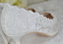 Load image into Gallery viewer, Beautiful Bridal White, Lace Embroidered Shoes, Shoes for Bride, Custom Womens Shoes
