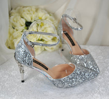 Load image into Gallery viewer, Silver Cinderella Bridal Shoes Size UK4/US6.5
