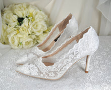 Load image into Gallery viewer, Lace Embroidered Shoes for Bride, Size UK5/US7.5
