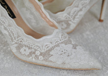 Load image into Gallery viewer, Beautiful Bridal White, Lace Embroidered Shoes, Shoes for Bride, Custom Womens Shoes
