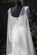 Load image into Gallery viewer, Wedding Cape - Celestial Moon and Star, Black or Ivory, Up to Cathedral Length Cape
