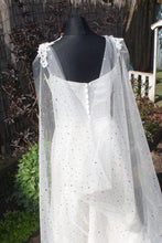 Load image into Gallery viewer, Wedding Cape - Celestial Moon and Star, Black or Ivory, Up to Cathedral Length Cape
