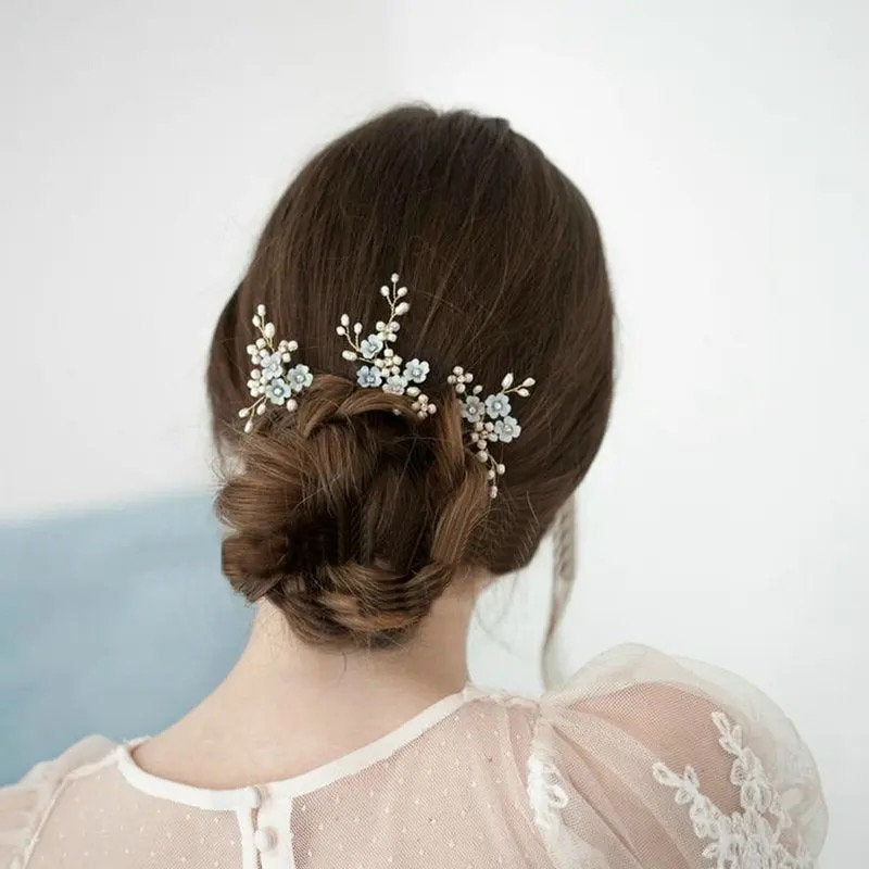 Forget me not hairpins, 'Something Blue' Set of 3 - IN STOCK