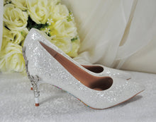 Load image into Gallery viewer, Sparkling Glitter Wedding Shoes, Beauty and the Beast 7cm Kitten Heel
