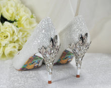 Load image into Gallery viewer, Sparkling Glitter Wedding Shoes, Beauty and the Beast 7cm Kitten Heel
